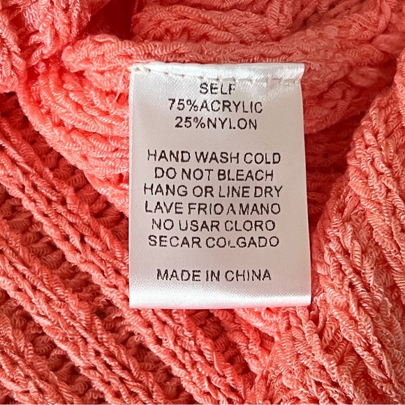 Easel Boxy Cuffed Short Sleeve Knitted Ribbed Sweater Coral Front Pocket Small - Picture 7 of 15